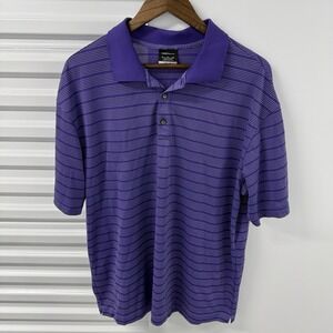 Nike Golf Dri-Fit Polo Shirt Mens XL Purple Striped Performance